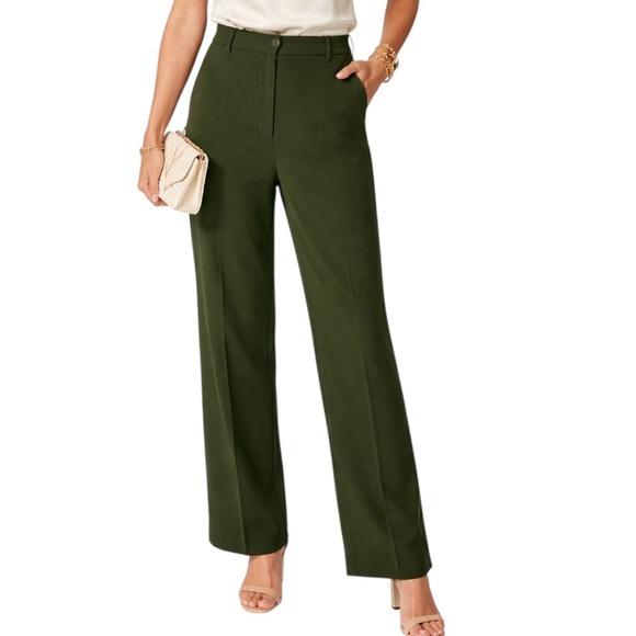 Joie Pants - Joie Wide Leg Trousers Olive Green High Waisted Size 10 Career Dress Pants M